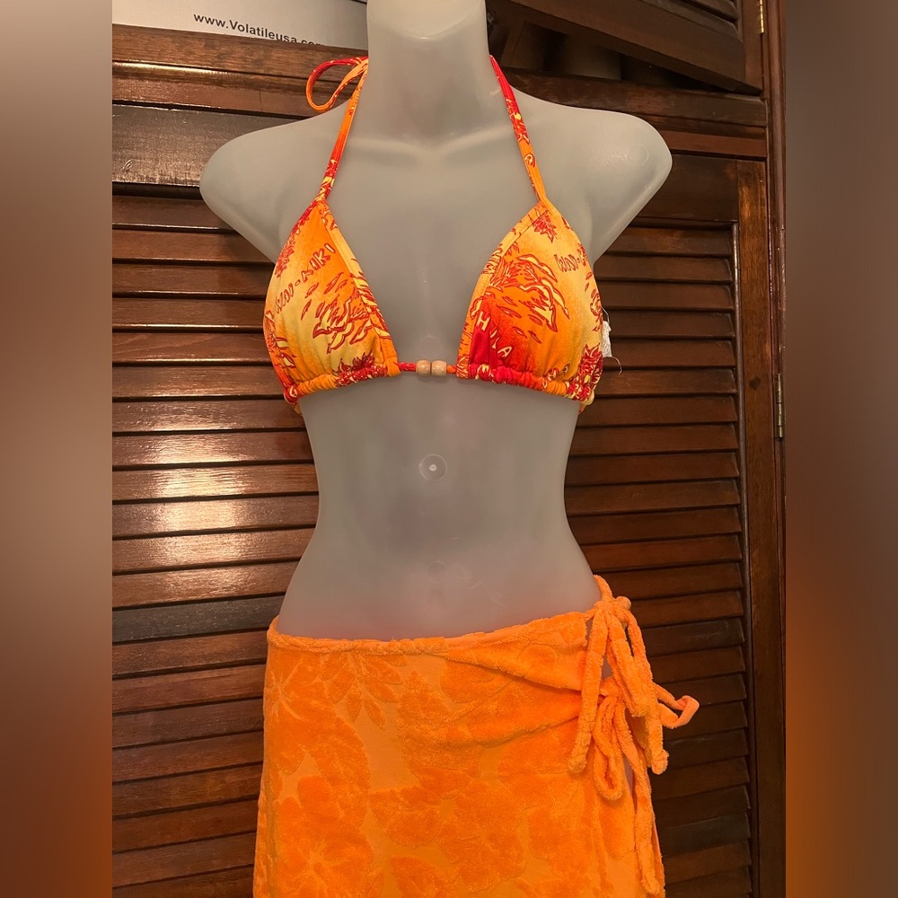 y2k hawaiian orange swim set